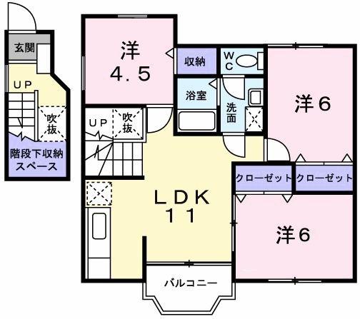 アンソレイエ(3LDK/2階)の間取り写真