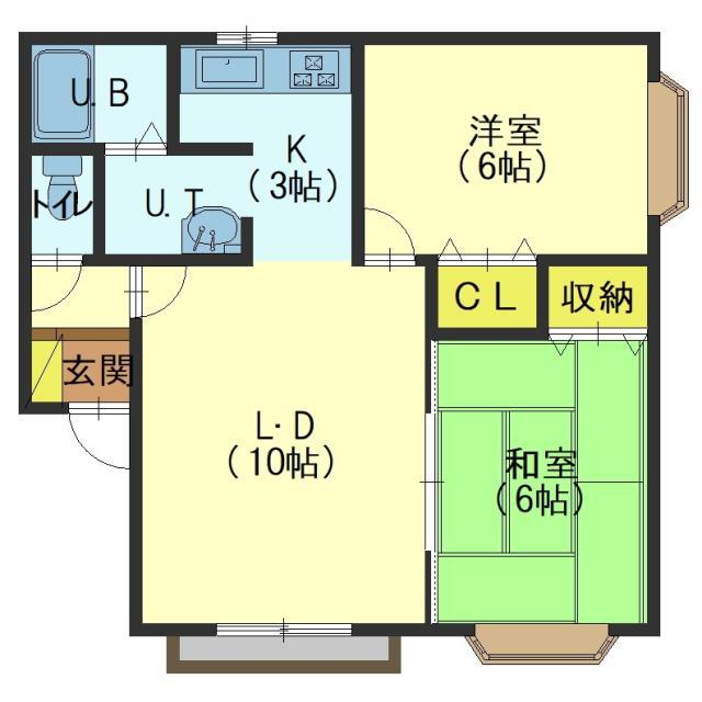 サンビレッジ大倉(2LDK/1階)の間取り写真