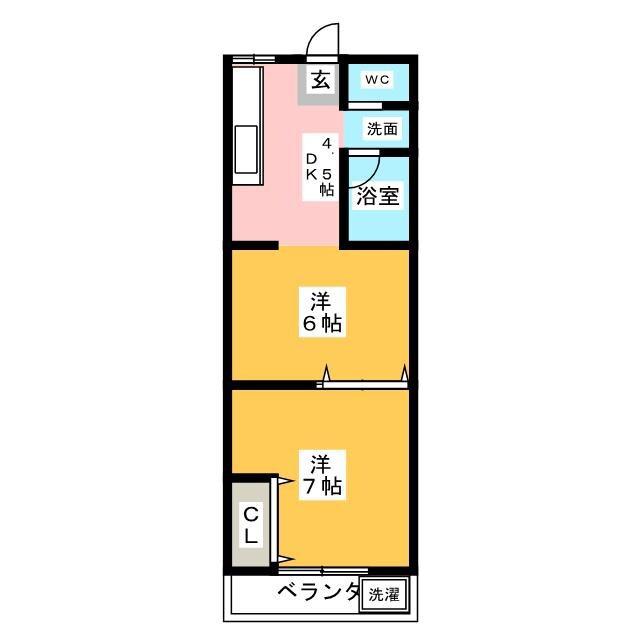 HIGH マンション パールスカイ(1LDK/2階)の間取り写真