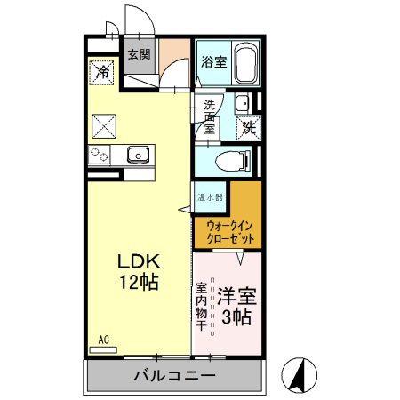 フローラB棟(1LDK/1階)の間取り写真