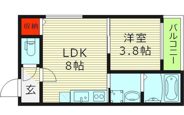 サフィールロジェ大阪城公園(1LDK/3階)の間取り写真