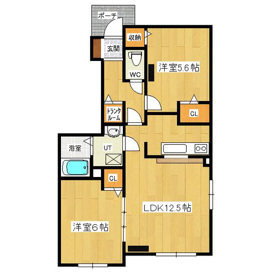 プリモ パラッツォ(2LDK/1階)の間取り写真