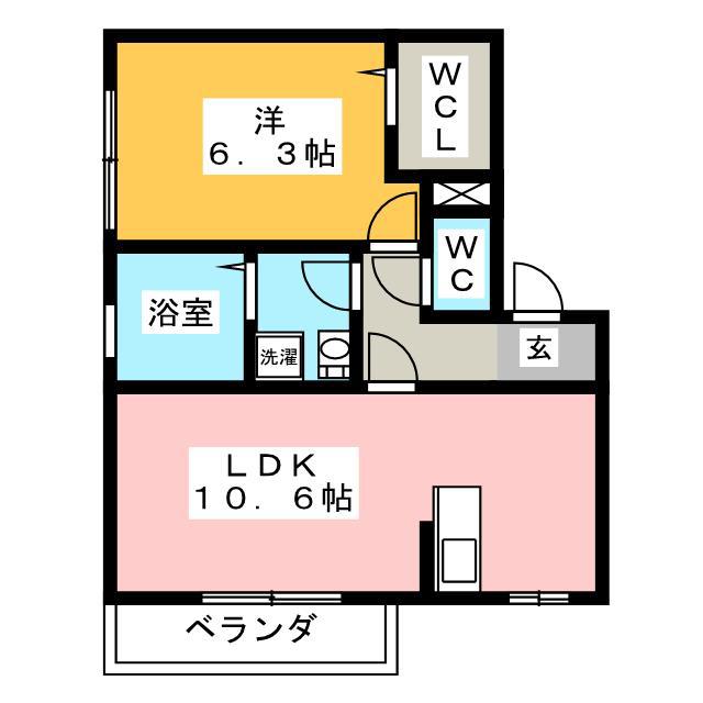 エフクレフ(1LDK/1階)の間取り写真