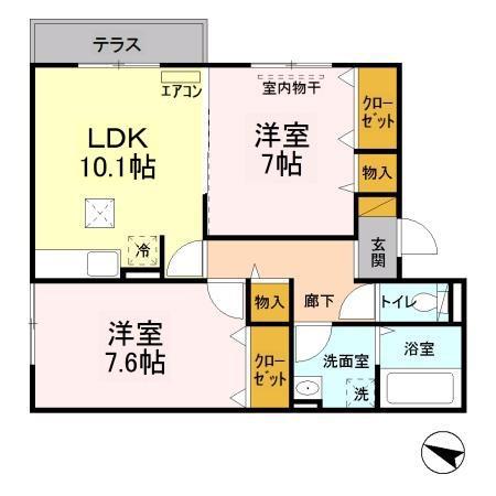 ステラ前ヶ崎(2LDK/1階)の間取り写真