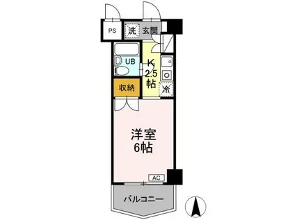 ジュネス西生田(1K/3階)の間取り写真