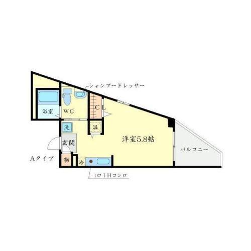 ウインズコートIII(ワンルーム/3階)の間取り写真