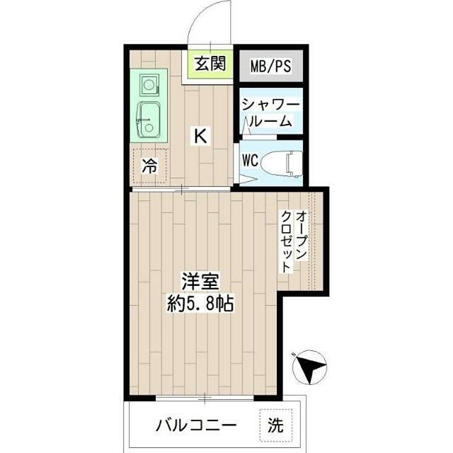 メゾンマキガハラ(1K/3階)の間取り写真