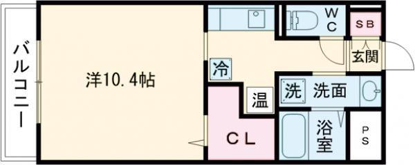 アイリスハイツ8号館(1K/2階)の間取り写真
