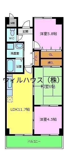 グレートシャルム(3LDK/3階)の間取り写真