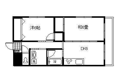 CASA DE F(2DK/3階)の間取り写真