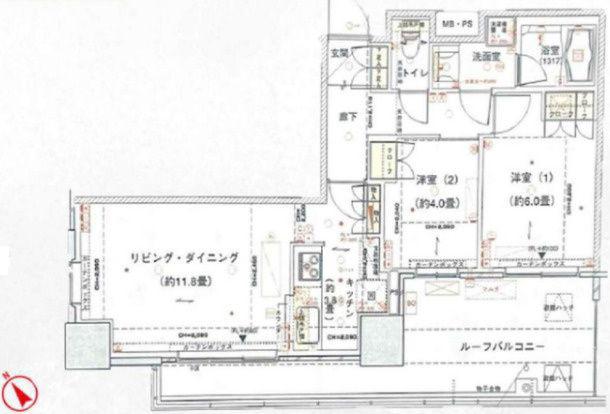 パークタワー池袋イーストプレイス(2LDK/20階)の間取り写真
