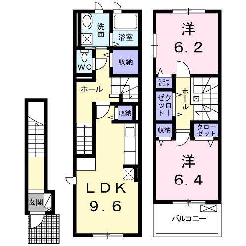 シャン・ド・フルール III(2LDK/2階)の間取り写真