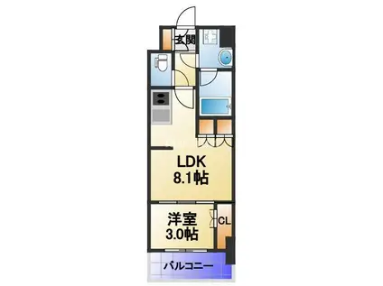 ウエリスアーバン守口(1LDK/7階)の間取り写真
