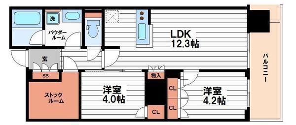 RJR堺筋本町タワー(2LDK/5階)の間取り写真