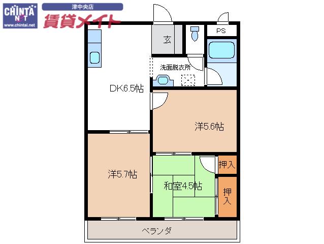 セピアロード(3DK/3階)の間取り写真