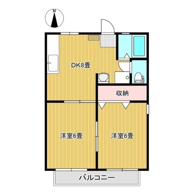 第6ASKコーポ(2DK/2階)の間取り写真