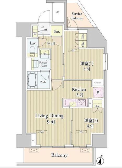 ヴェルデュール高田馬場(2LDK/11階)の間取り写真