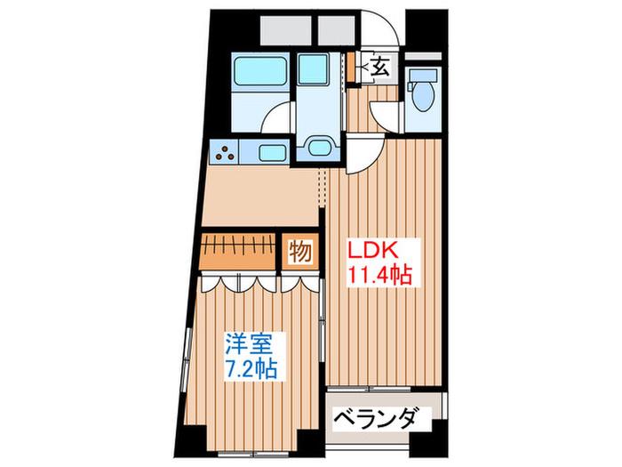シャングリラ愛川(1LDK/4階)の間取り写真