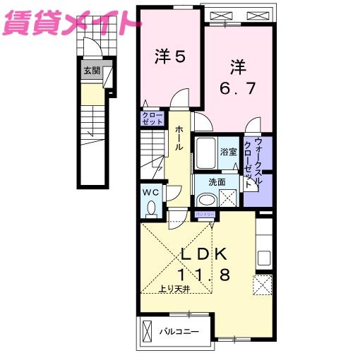 M・プラム II(2LDK/2階)の間取り写真