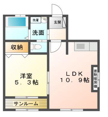 イーリス(1LDK/1階)の間取り写真