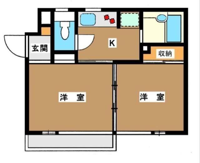 フラットファイブ(2K/2階)の間取り写真