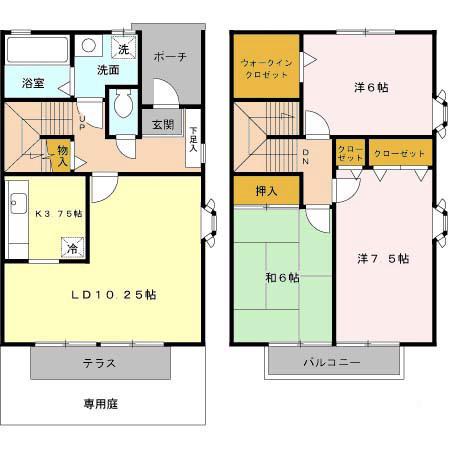 クレールタウン立花(3LDK/1階)の間取り写真
