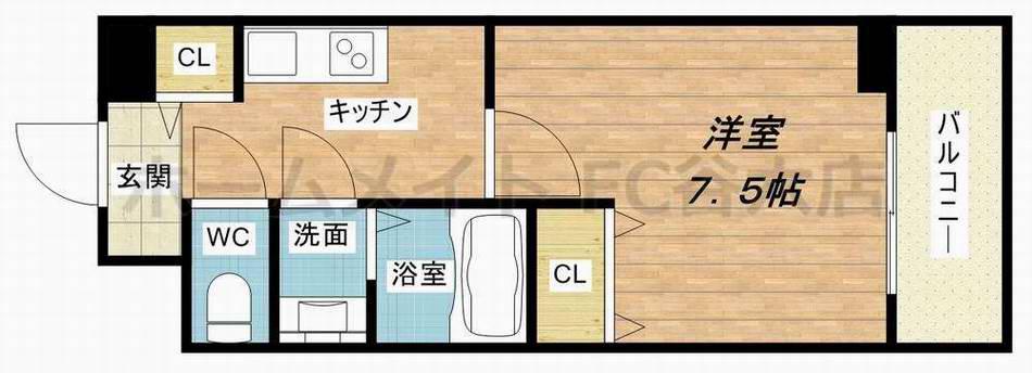 シャルマンフジ阿波座ウエスト(1K/9階)の間取り写真