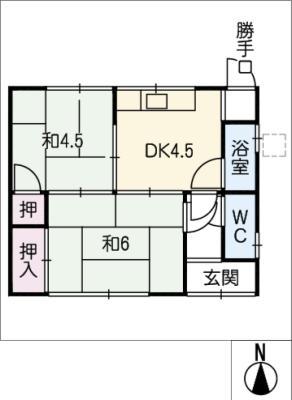 ルプラ福森(2DK/1階)の間取り写真