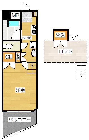 グレイス太宰府(1K/4階)の間取り写真