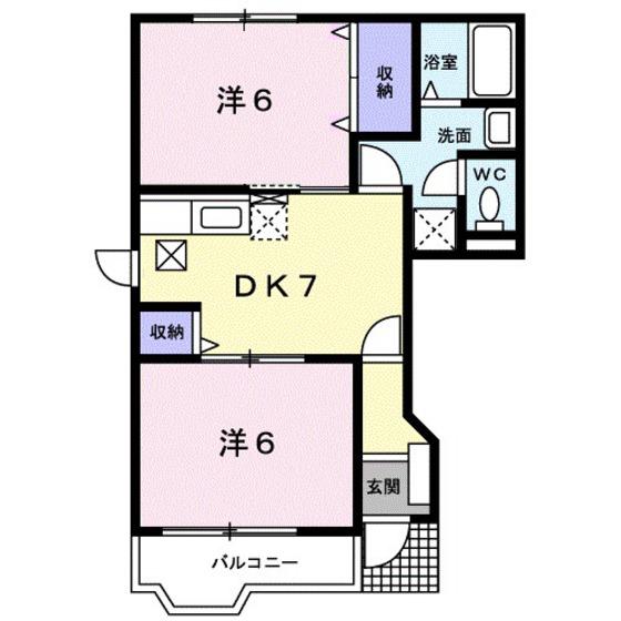 ヒルズ・コート(2DK/1階)の間取り写真