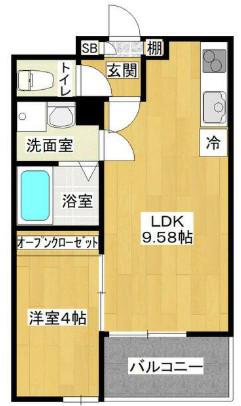 ラフィーノ八乙女(1LDK/1階)の間取り写真