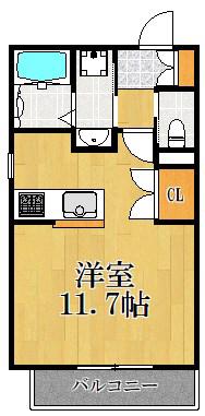 エスポワールTK(ワンルーム/3階)の間取り写真