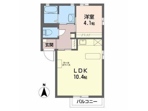 ぱれすよつや A(1LDK/1階)の間取り写真