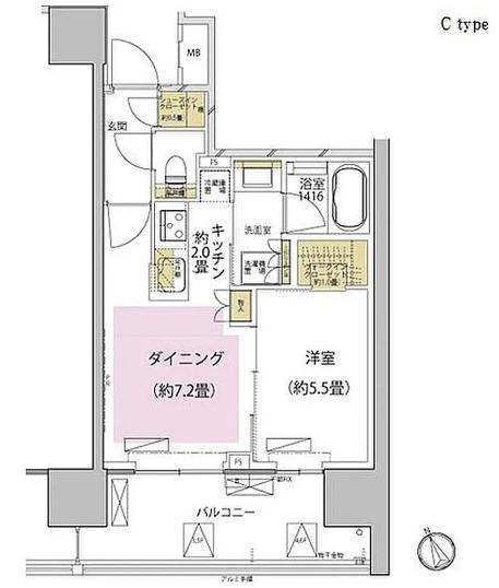 ザ・パークハウス渋谷美竹(1DK/3階)の間取り写真