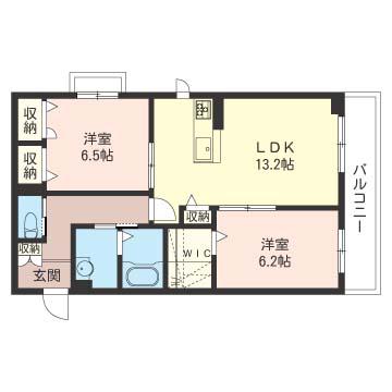ブリリアントキャッスル(2LDK/3階)の間取り写真