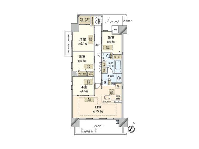 ハルモシティ(4LDK/14階)の間取り写真