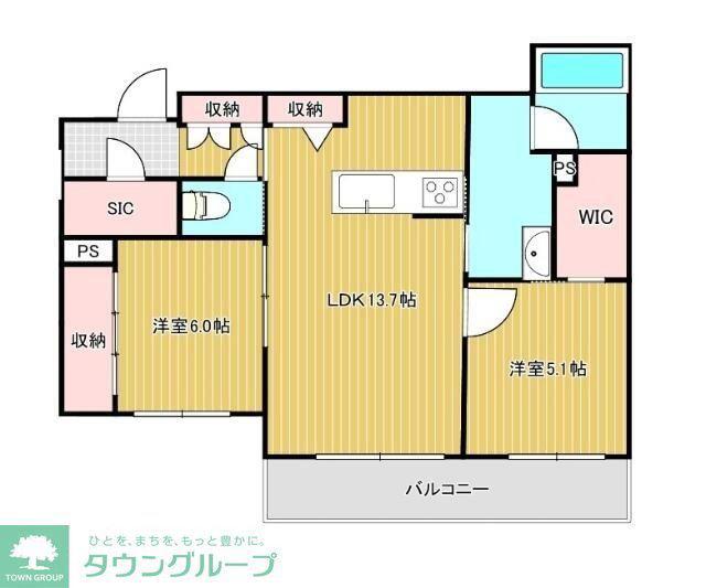 リッツ・リン(2LDK/2階)の間取り写真