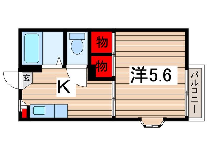 ハイツコアミB(1K/2階)の間取り写真