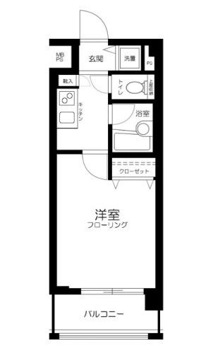 パレステュディオ文京千石パークサイド(1K/2階)の間取り写真