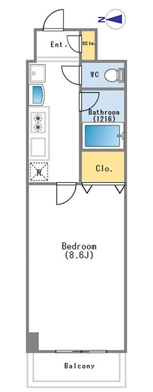 GROUND LINE6(1K/2階)の間取り写真