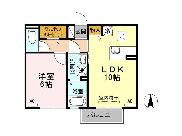 サニープレイス(1LDK/2階)の間取り写真
