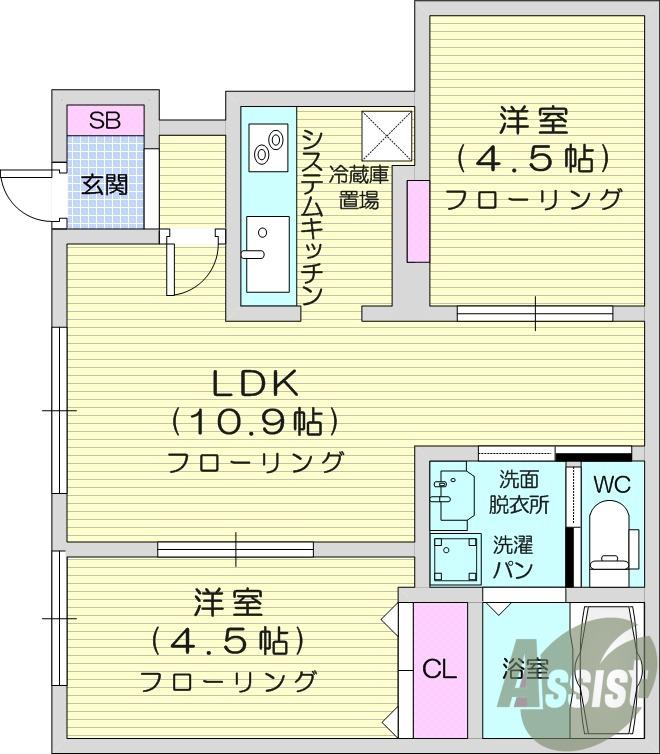 メゾン・ド・リーファ(2LDK/1階)の間取り写真