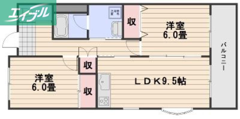 プルミエル アン・ドゥー(2LDK/2階)の間取り写真