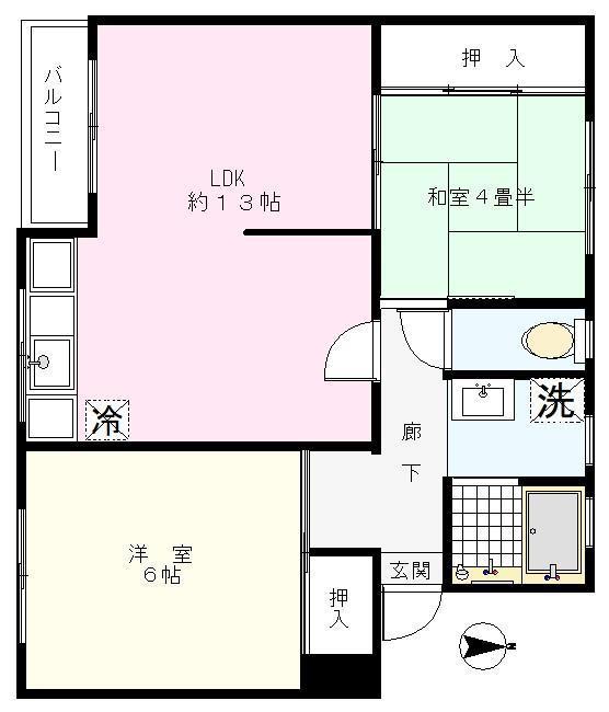 松見ヶ丘ハイツ(2LDK/3階)の間取り写真