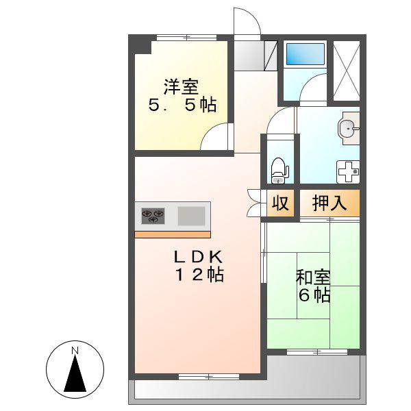 滝子アネックス(2LDK/3階)の間取り写真