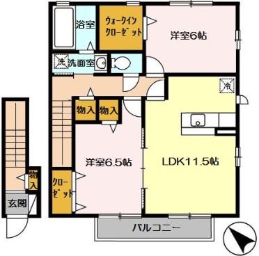 プランドール(2LDK/2階)の間取り写真