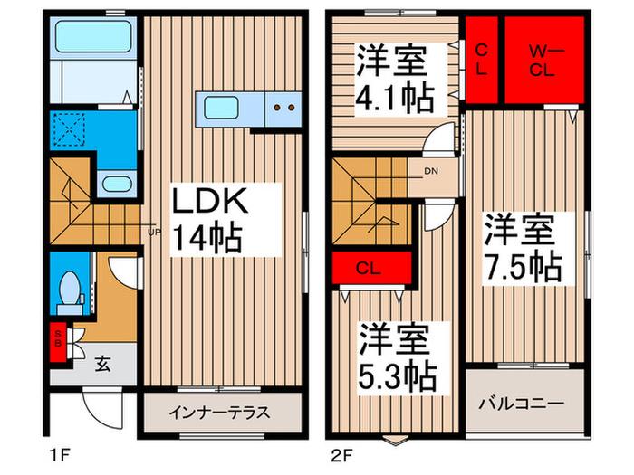 リーブルファイン足立神明(3LDK/1階)の間取り写真