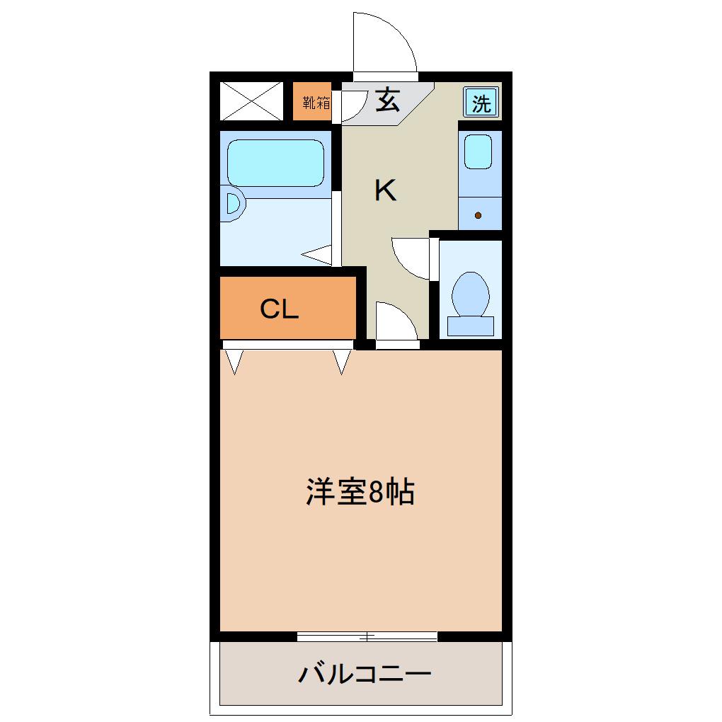 愛宕橋ハイツ(1K/2階)の間取り写真