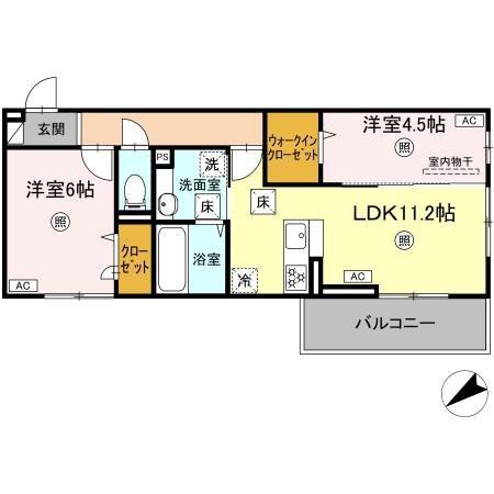 D-ROOM パレットハウス(2LDK/1階)の間取り写真