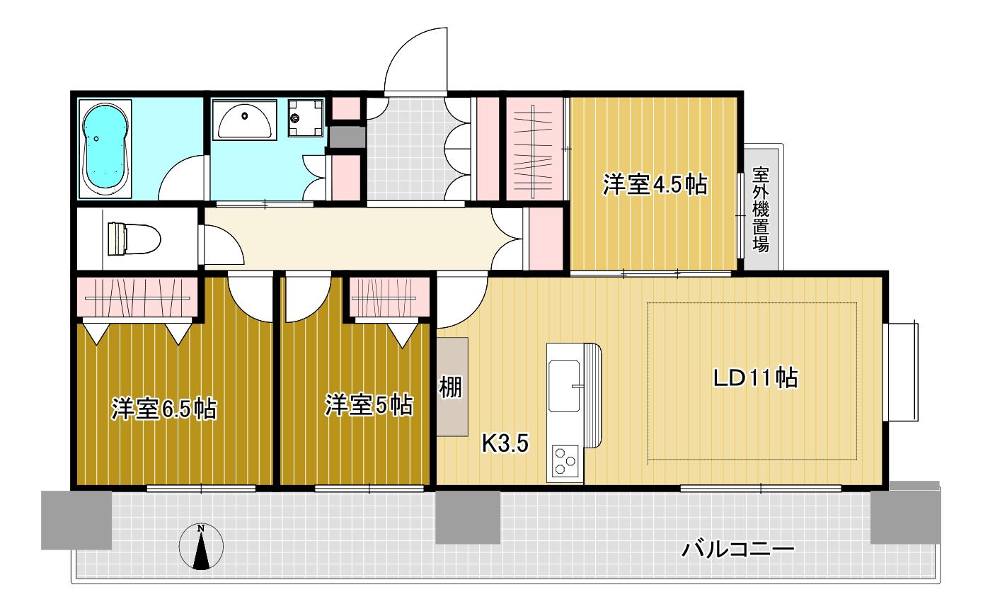 クリオ浦和常盤(3LDK/8階)の間取り写真